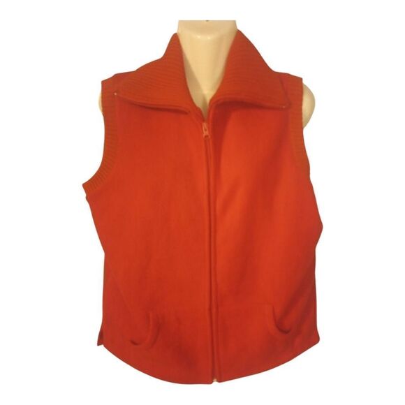 Contact fleece full zip vest with ribbed knit trim and front pockets - Picture 1 of 8